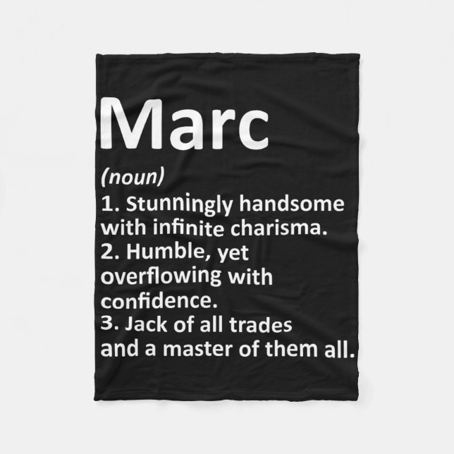 Marc Definition Personalised Name Funny Birthday G Fleece Blanket (Front)