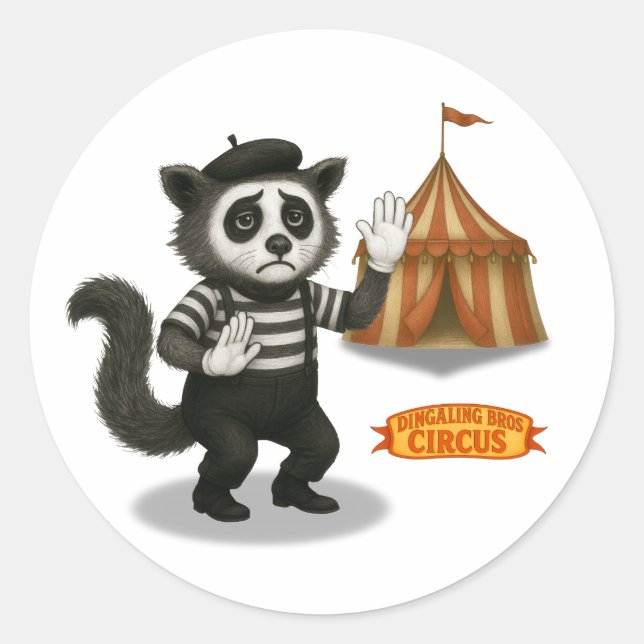 Marcel, civet mime classic round sticker (Front)