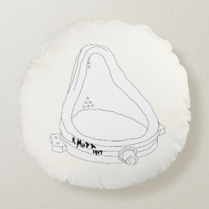 Marcel Duchamp's Fountain R.Mutt 1917 Round Cushion