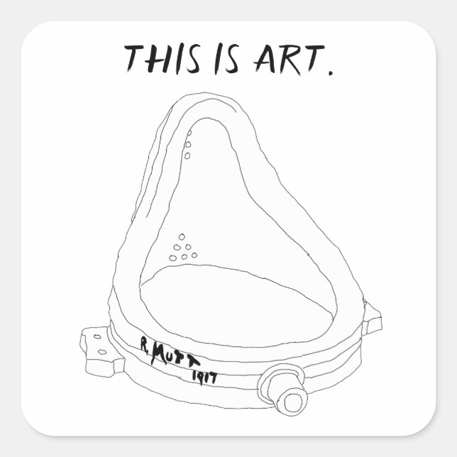 Marcel Duchamp's Fountain R.Mutt 1917 Square Sticker (Front)