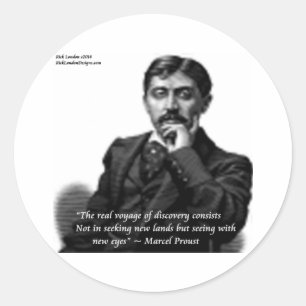 Marcel Proust & Famous Quote Classic Round Sticker