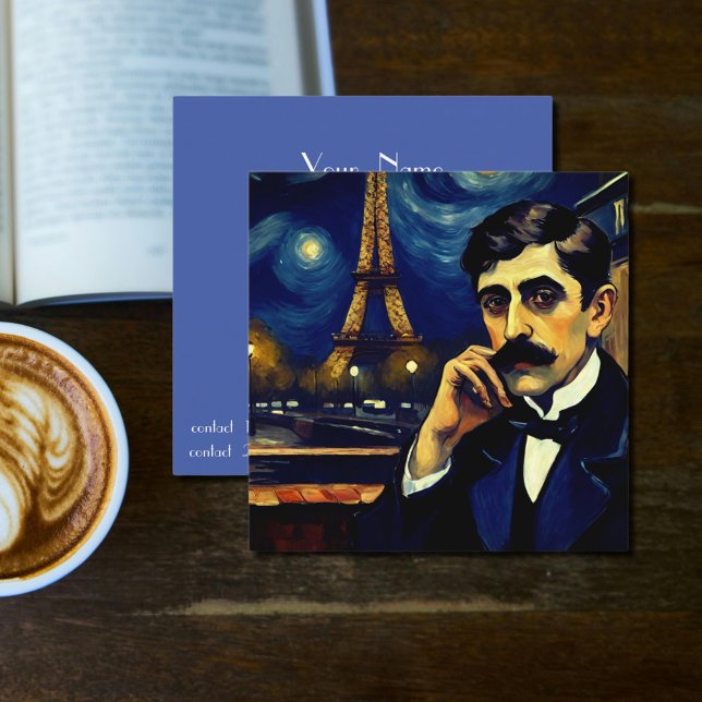Marcel Proust in Paris -fantasy art Square Business Card (Creator Uploaded)