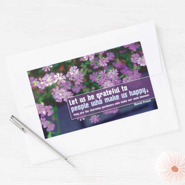 Marcel Proust Inspirational Quote "Grateful" Rectangular Sticker (Envelope)