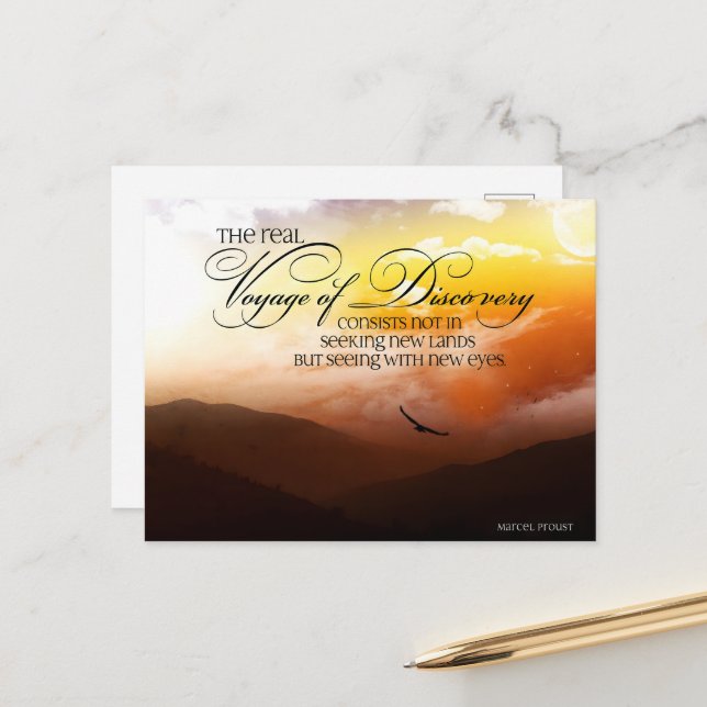 Marcel Proust Inspirational Quote "New eyes" Postcard (Front/Back In Situ)