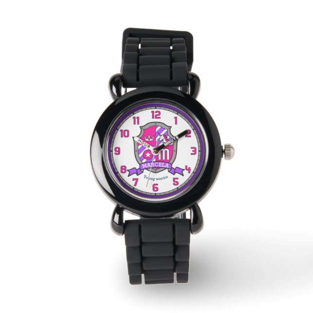 Marcela girls name meaning letter M unicorn pink Watch (Front)