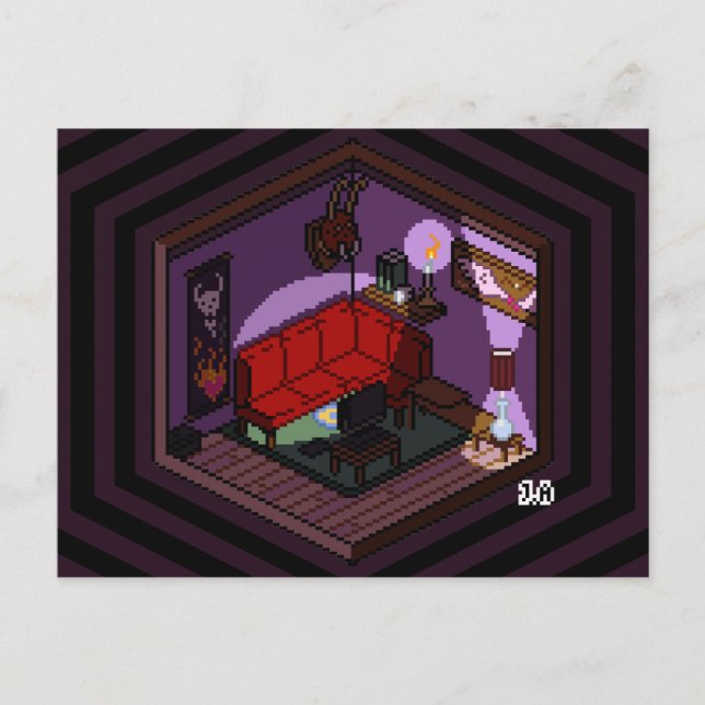Marceline Vampire Dark Living Room Pixel Art Postcard (Front)