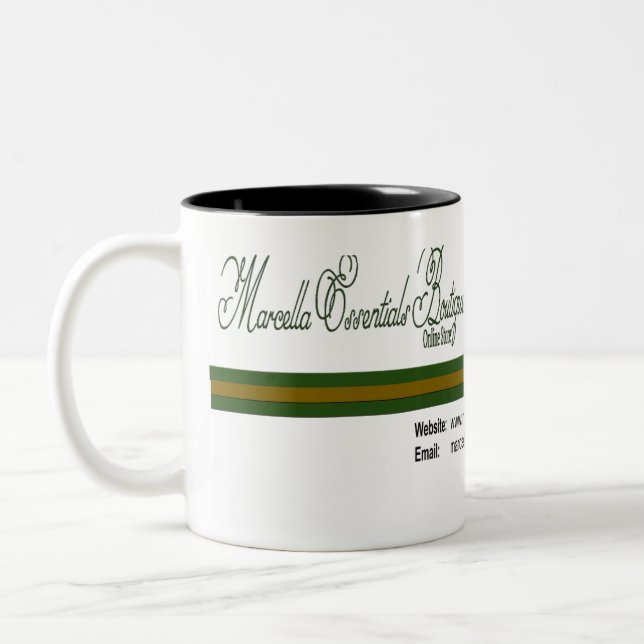 Marcella Essentials Boutique Logo  Two-Tone Coffee Mug (Left)