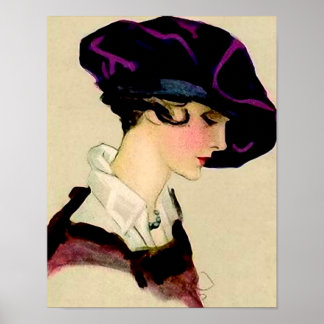 Marcello Dudovich Illustration “Girl In Purple Hat Poster