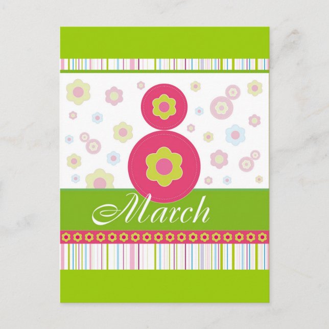 March8 March eight International Women's Day Postcard (Front)