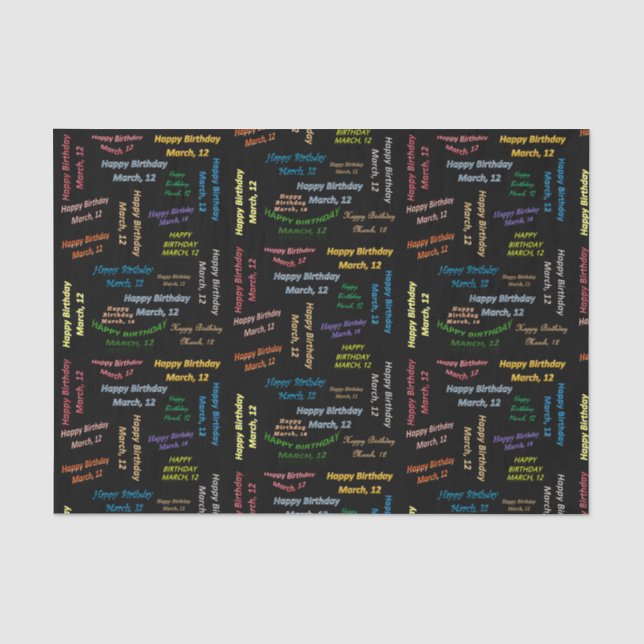March, 12 Birthday Tissue Paper (Front)