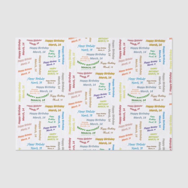 March, 14 Birthday Tissue Paper (Front)