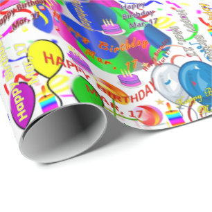 March, 17 Birthday Gift Wrapping Paper