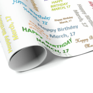 March, 17 Birthday Gift Wrapping Paper