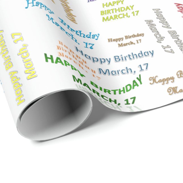 March, 17 Birthday Gift Wrapping Paper (Roll Corner)