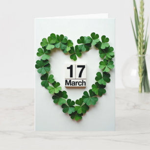 March 17 Heart Of Clovers Day Card