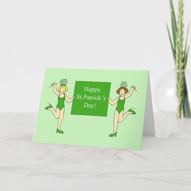 March 17th St. Patrick's Day Dancing Ladies. Card (Front)