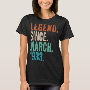 March 1933 Vintage 90 Years Old Retro 90th Birthda T-Shirt