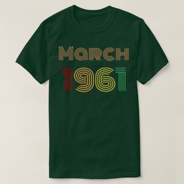 March 1961 Birthday Vintage Design T-Shirt (Design Front)