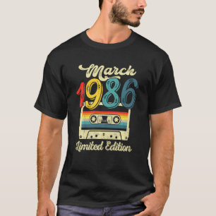 March 1986 Limited Edition 36th Birthday Retro Cas T-Shirt