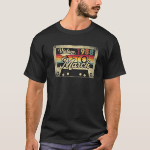 March 1988 34Th Birthday Gift Vintage Cassette Ret T-Shirt