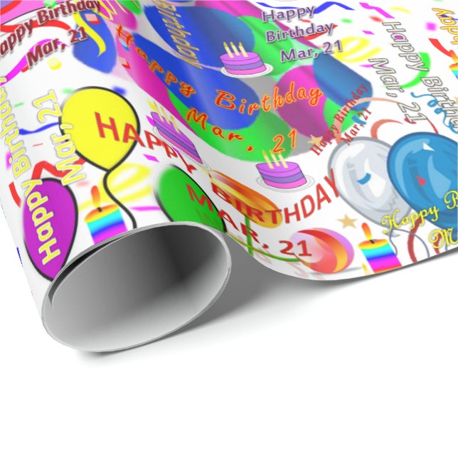 March, 21 Birthday Gift Wrapping Paper (Roll Corner)