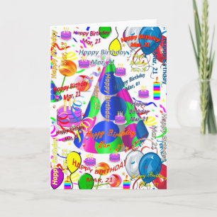 March, 21 Birthday Greeting Card Folded