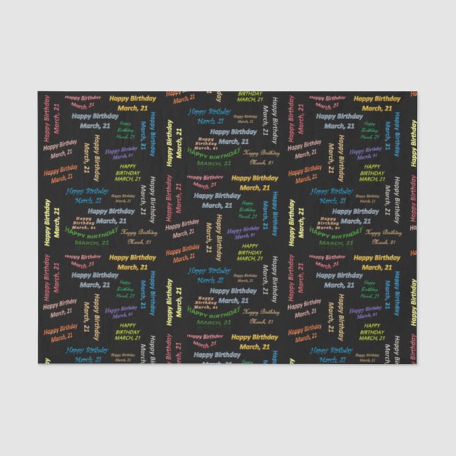 March, 21 Birthday Tissue Paper (Front)