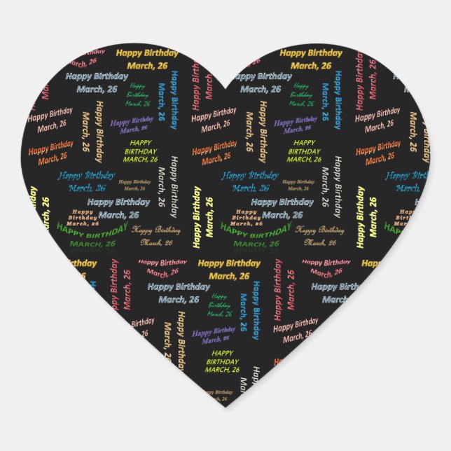 March, 26 Birthday Sticker (Front)