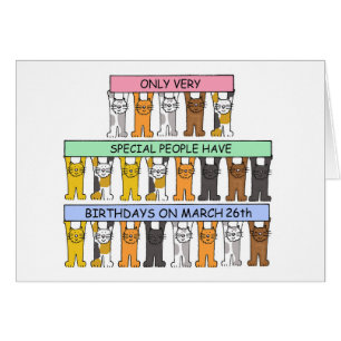 March 26th Birthday Cute Cartoon Cats