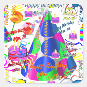 March, 29 Kids Birthday Stickers