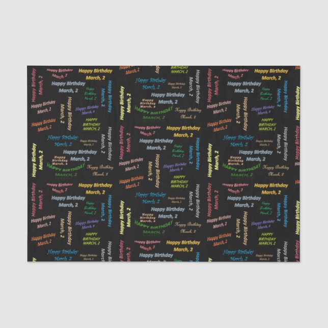 March, 2 Birthday Tissue Paper (Front)
