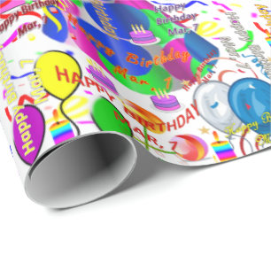 March, 7 Birthday Gift Wrapping Paper
