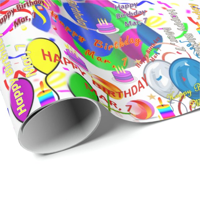 March, 7 Birthday Gift Wrapping Paper (Roll Corner)