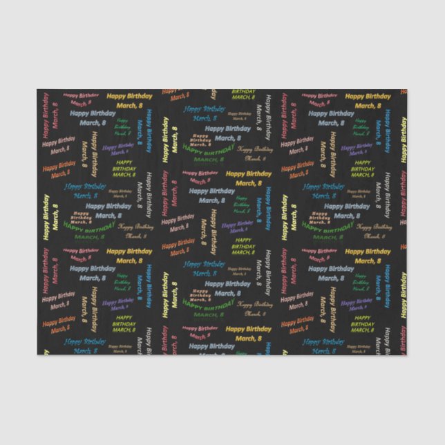 March, 8 Birthday Tissue Paper (Front)
