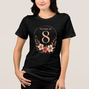March 8 Floral Vintage Empowerment Design Tri-Blend Shirt