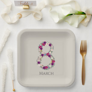March 8 International Women's Day Paper Plate