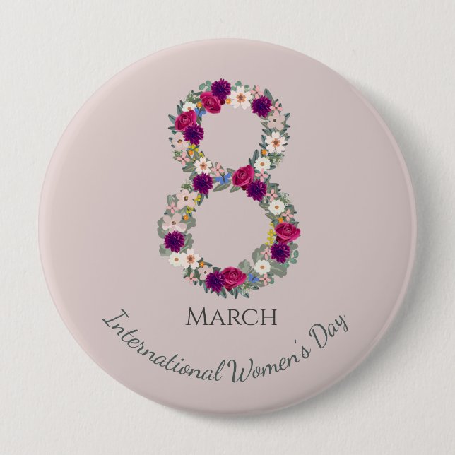 March 8th International Women's Day 10 Cm Round Badge (Front)