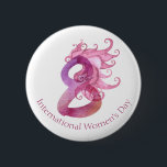 March 8th International Women's Day 6 Cm Round Badge<br><div class="desc">Add your custom wording to this design by using the "Edit this design template" boxes on the right hand side of the item, or click the blue "Customise it" button to arrange the text, change the fonts and colours and to also add additional information or images to this design. ****For...</div>