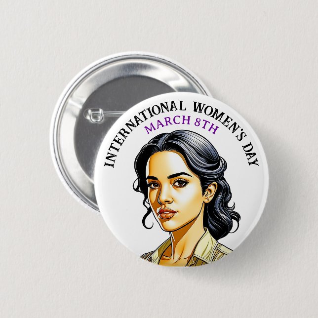 March 8th is International Women's Day 6 Cm Round Badge (Front & Back)