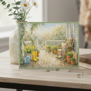 March After A Rainy Day Porch Watercolor Art Postcard