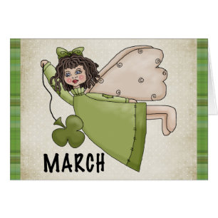 March Angel Happy Birthday Greeting Card