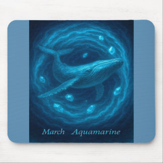 March Aquamarine – Whale & Ocean Gem Mouse Pad