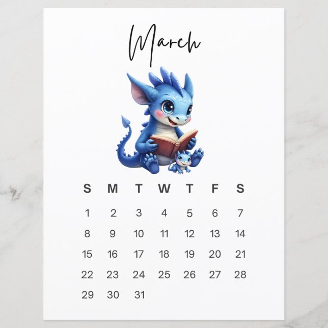 March Baby Dragon Art Print Storybook Dragon (Front)