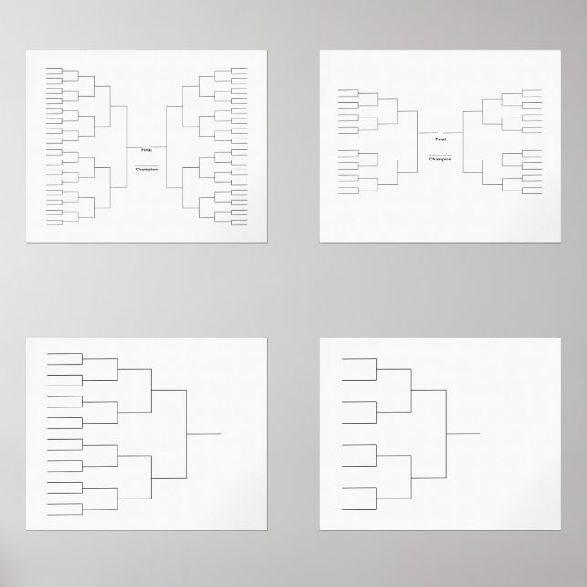 March Basketball 64 32 Team Bracket 16 8 Quadrant (Front)