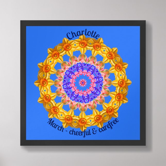 March Birth Flower Personalised Quote Kid Nursery  Poster (Framed March Birth Month Flower Nursery Kids Poster)