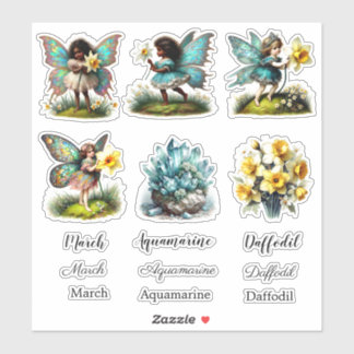 March Birth Month Birth Flower Sticker Set