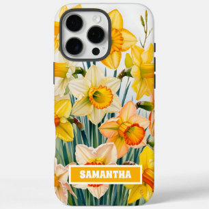 March Birth Month Flower Custom Name iPhone 16 Pro Max Case