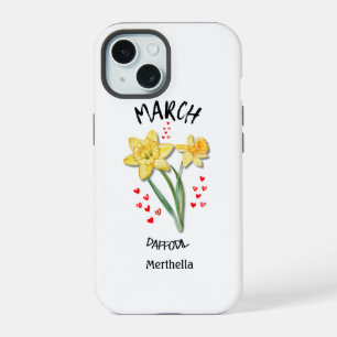 MARCH Birth Month Flower Custom Name iPhone 15 Case