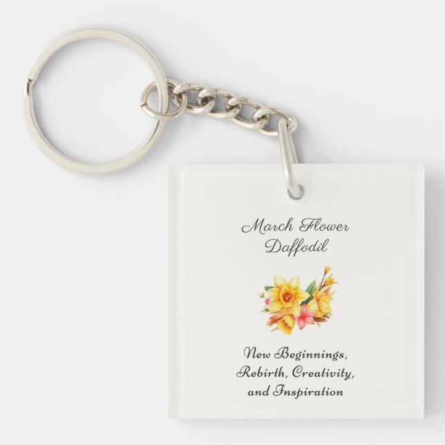 March Birth Month Flower Daffodil Birth Gift     Key Ring (Front)