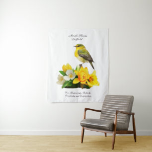 March Birth Month Flower Vibrant Birthday Gift Tapestry